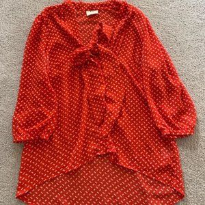 Button-down Blouse with tied bow